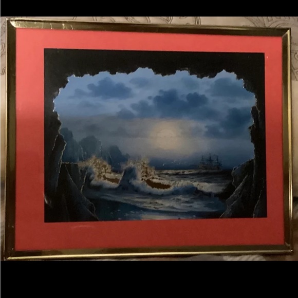 A reflective foil art rendition of the Pirate’s Cove oil painting - Picture 2 of 5